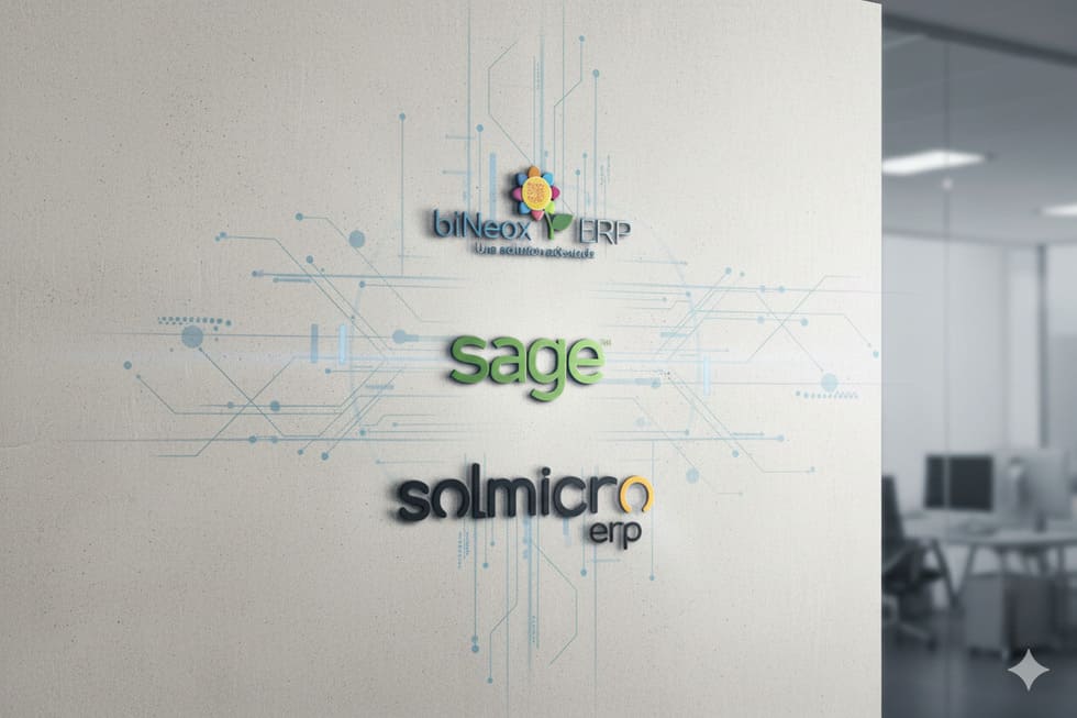 Equipo trabajando con el ERP en pantalla