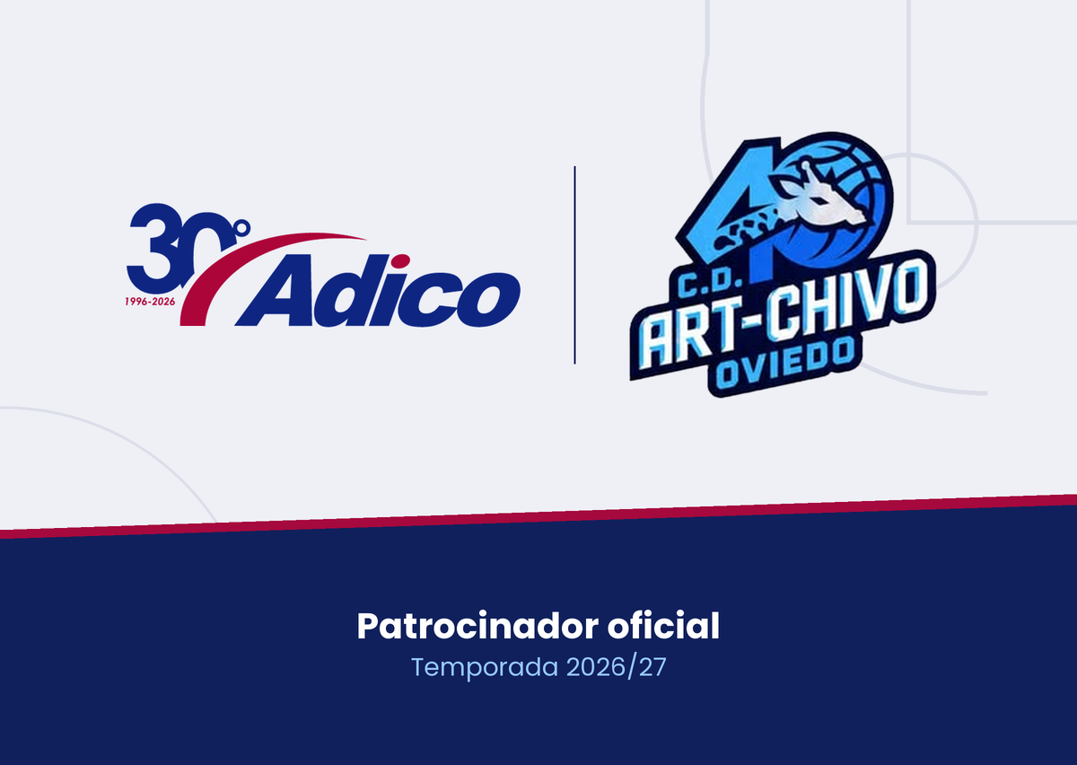 Logotipos de ADICO y del C.D. Art-Chivo Oviedo, patrocinador oficial en la temporada 2026/27