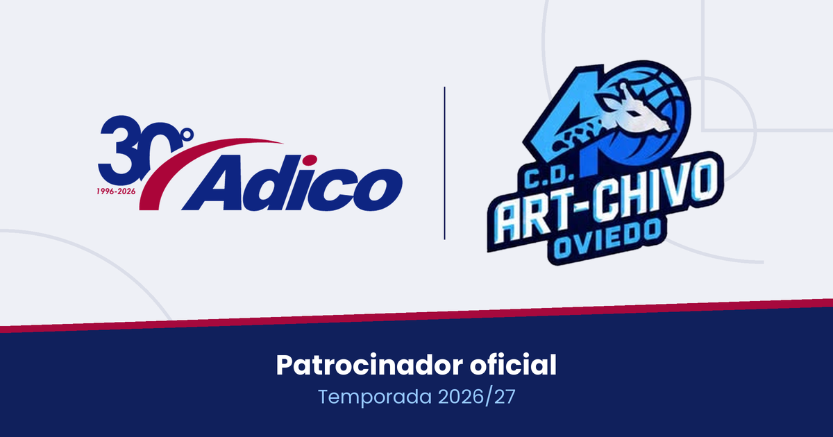 Logotipos de ADICO y del C.D. Art-Chivo Oviedo, patrocinador oficial en la temporada 2026/27